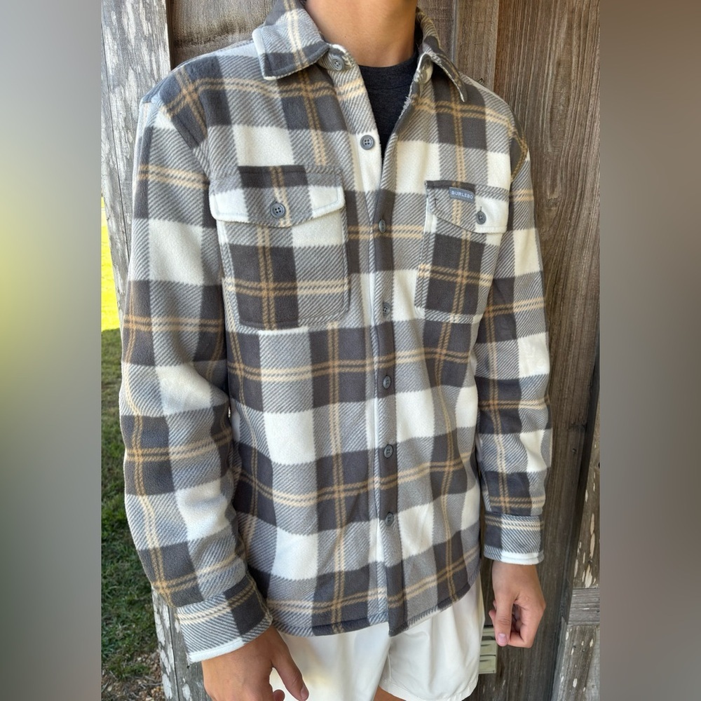 BURLEBO Shacket Coyote Plaid Button Down Shirt - Picture 5 of 7